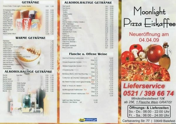 Bilder Restaurant Moonlight Pizza Eiskaffee